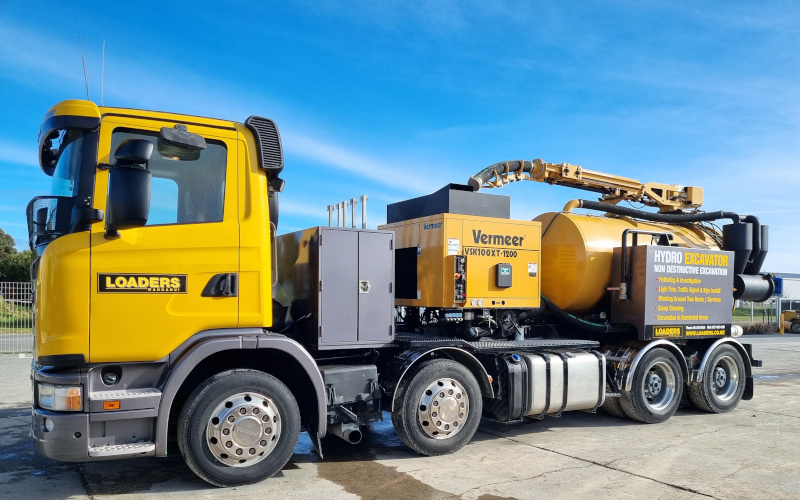 Loaders hydro excavation truck on site